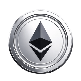 Grafisch zwevend element met daarop de munt van Ethereum (ETH)